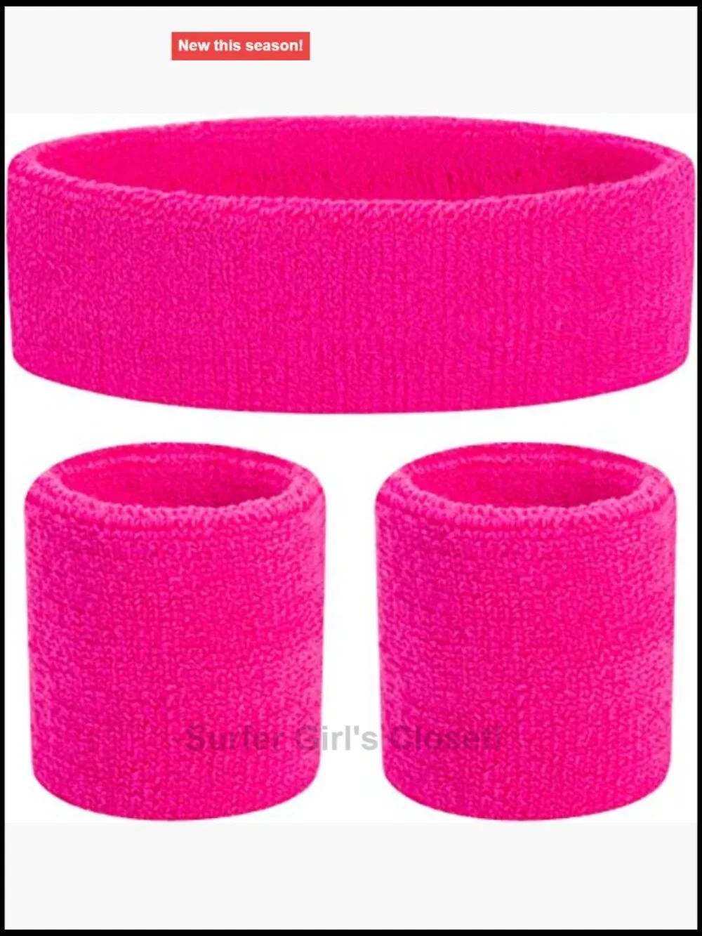 80s Neon Sweatband Wristband Set Workout Headband